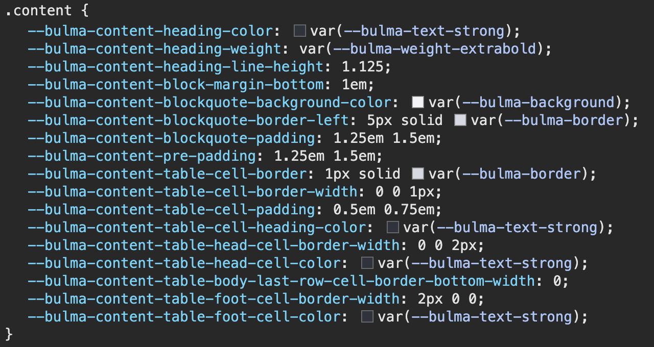 Inspect CSS variables